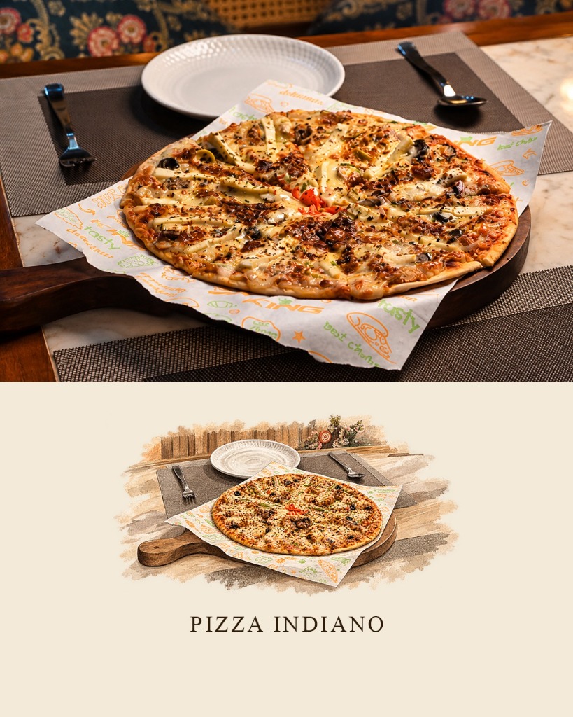 Pizza Indiano authentic artisanal woodfired pizza illustration
